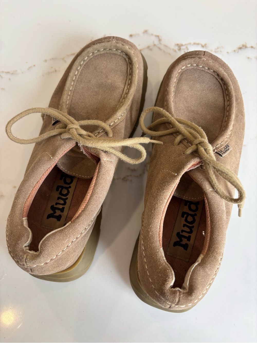 Mudd Philip Taupe Suede Lace-Up Moccasin Shoes vintage